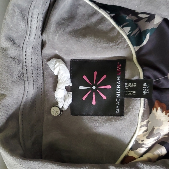NWT Issac Mizrahi Gray Suede Moto Jacket Size 24 - Picture 4 of 11